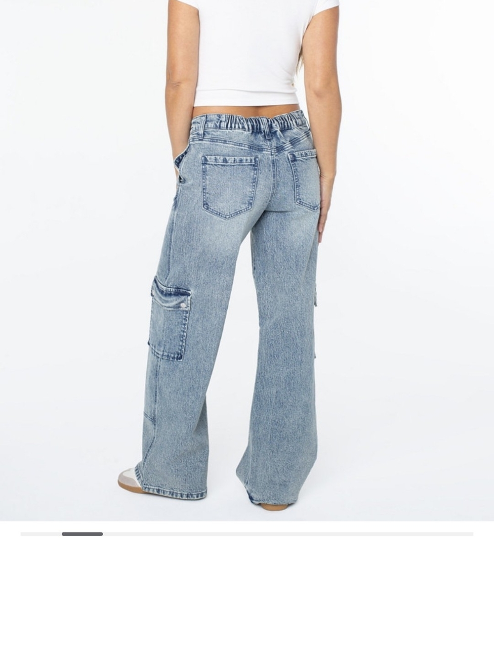 NWT Wide Leg Cargo Denim Jeans - Light Blue - Picture 2 of 11
